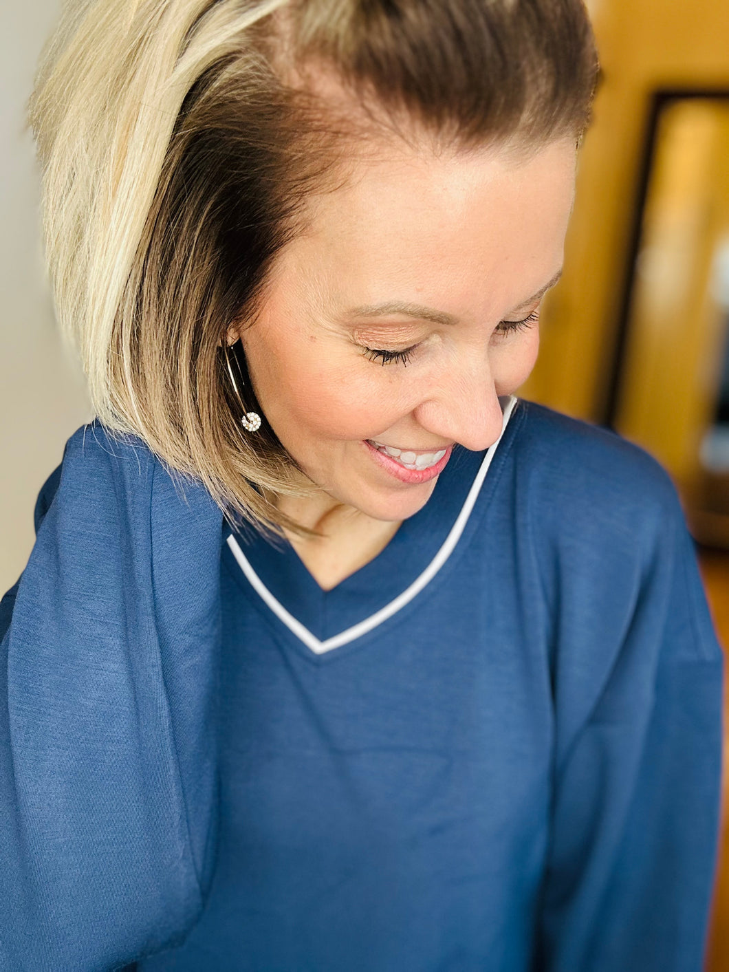 Smoke Navy Scuba V-Neck Top