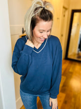 Load image into Gallery viewer, Smoke Navy Scuba V-Neck Top
