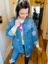 Load image into Gallery viewer, Risen Star Embroidered Oversized Denim Jacket
