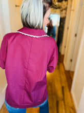 Load image into Gallery viewer, Wine Animal Trimmed Top
