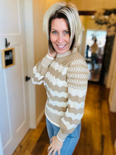 Load image into Gallery viewer, Ivory &amp; Tan Zig Zag Sweater
