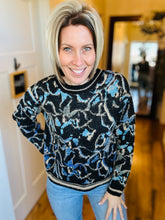 Load image into Gallery viewer, Light Blue Printed Yarn Sweater

