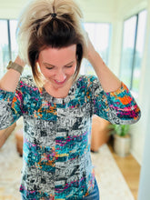 Load image into Gallery viewer, Teal Printed 3/4 Sleeve Parsley &amp; Sage Top
