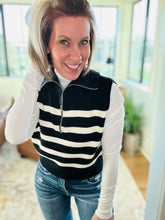 Load image into Gallery viewer, Black Stripe Quarter Zip Vest
