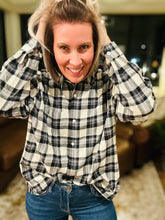 Load image into Gallery viewer, Black &amp; Ivory Check Plaid Top
