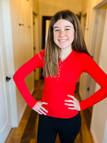 Ribbed Button Henley 2 Colors