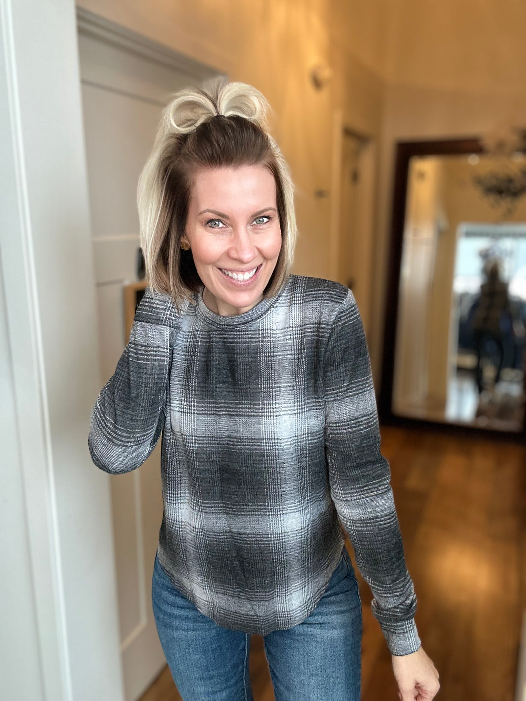 Black & White Plaid Top