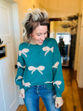 Load image into Gallery viewer, Teal Bow Sweater
