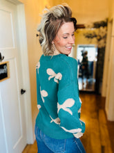 Load image into Gallery viewer, Teal Bow Sweater
