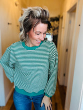 Load image into Gallery viewer, Kelly Green Stripe Pullover
