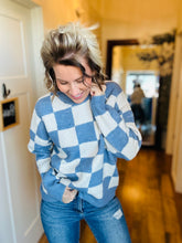 Load image into Gallery viewer, Periwinkle Check Sweater
