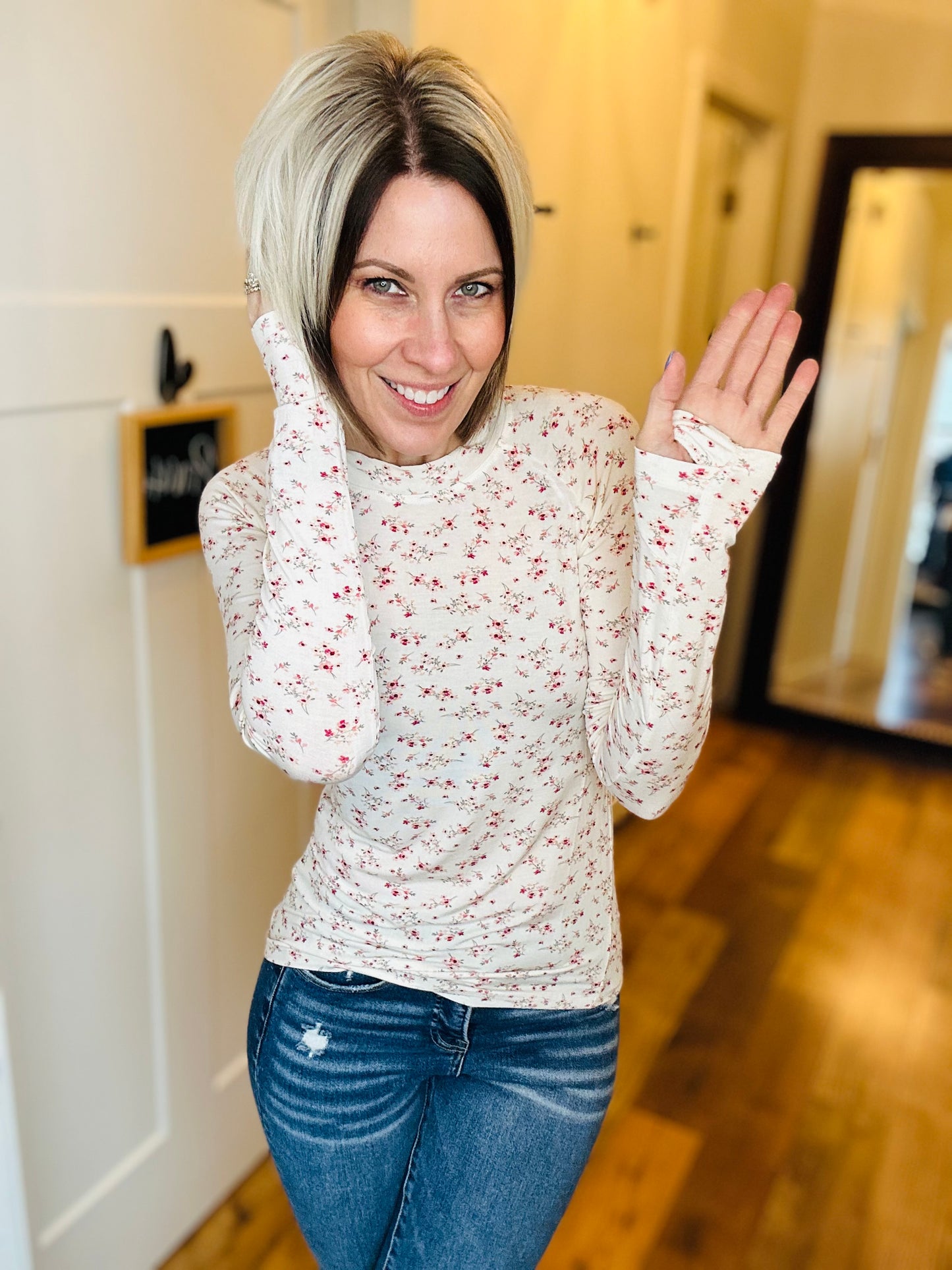 Pink Ditzy Floral Long Sleeve Top