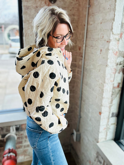 Polkadot Pullover Quilted Hoodie