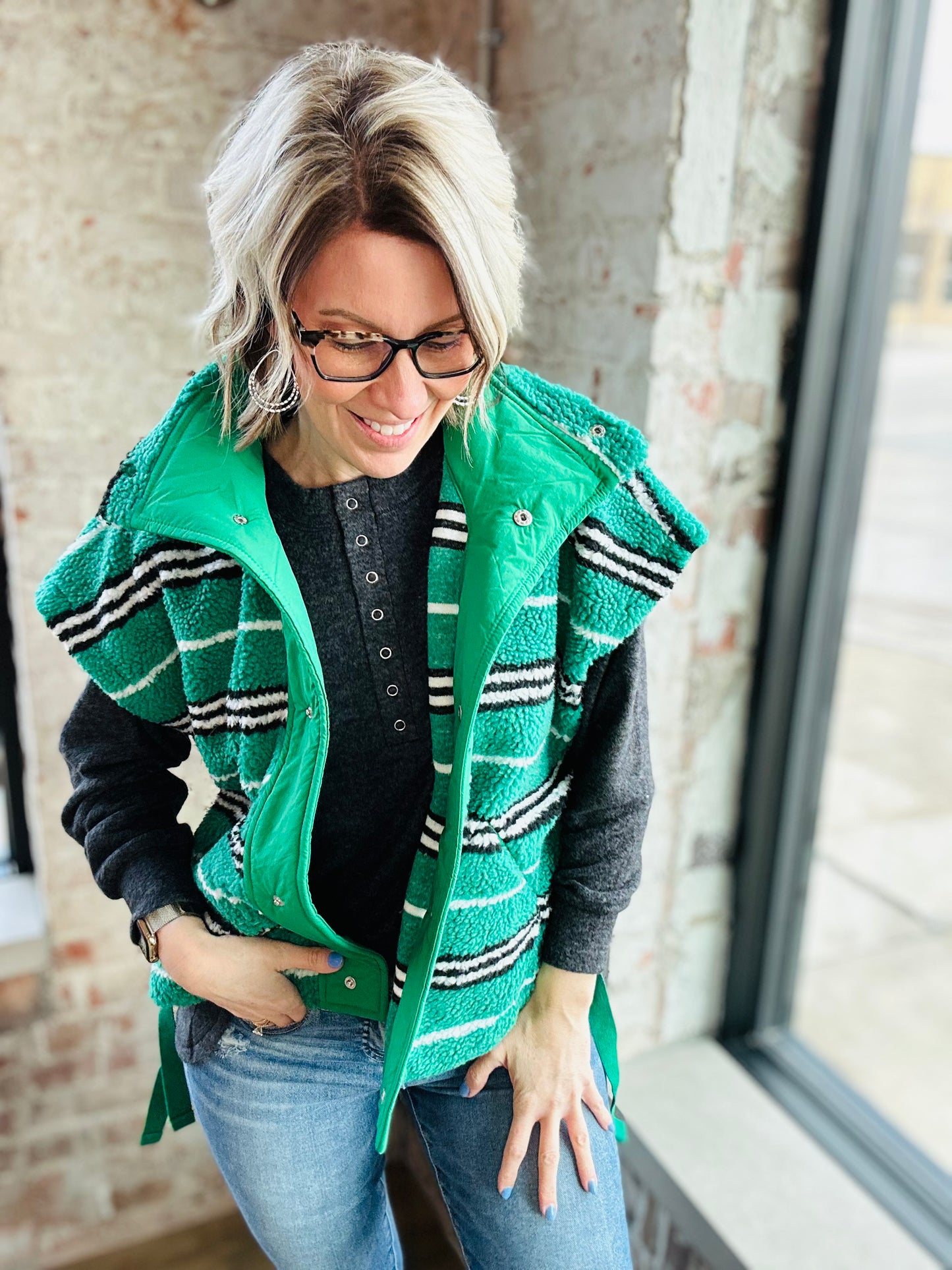 Kelly Green Stripe Vest