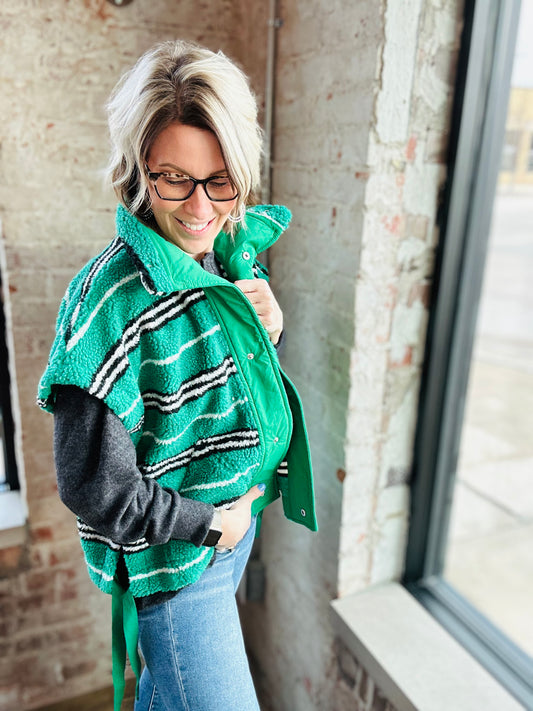 Kelly Green Stripe Vest