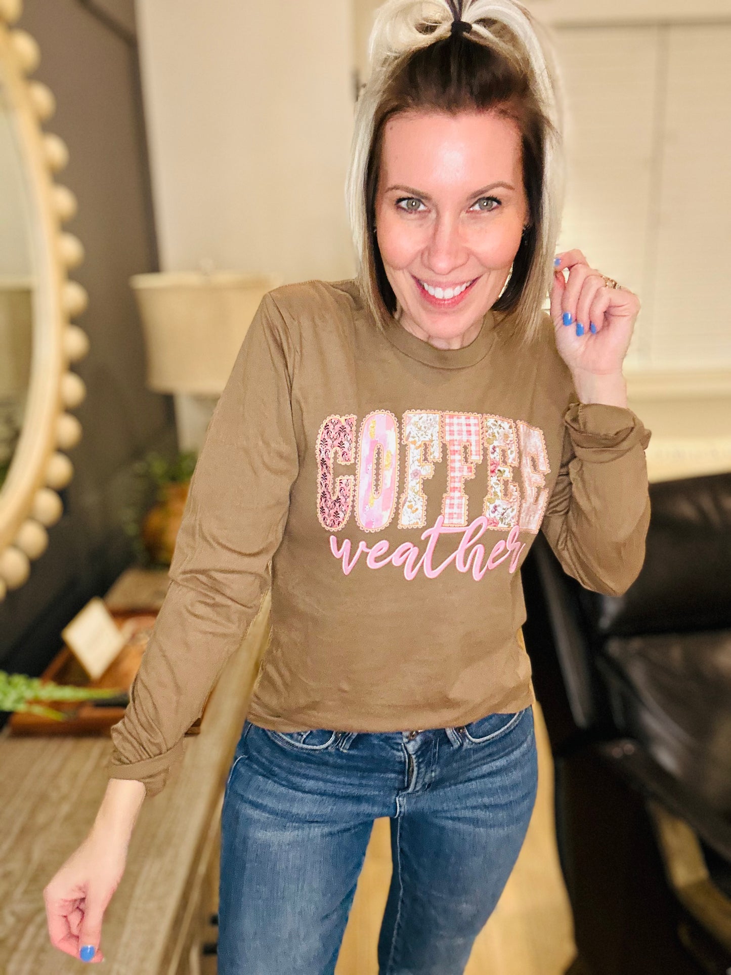 Coffee Weather Long Sleeve Graphic Tee S-2X