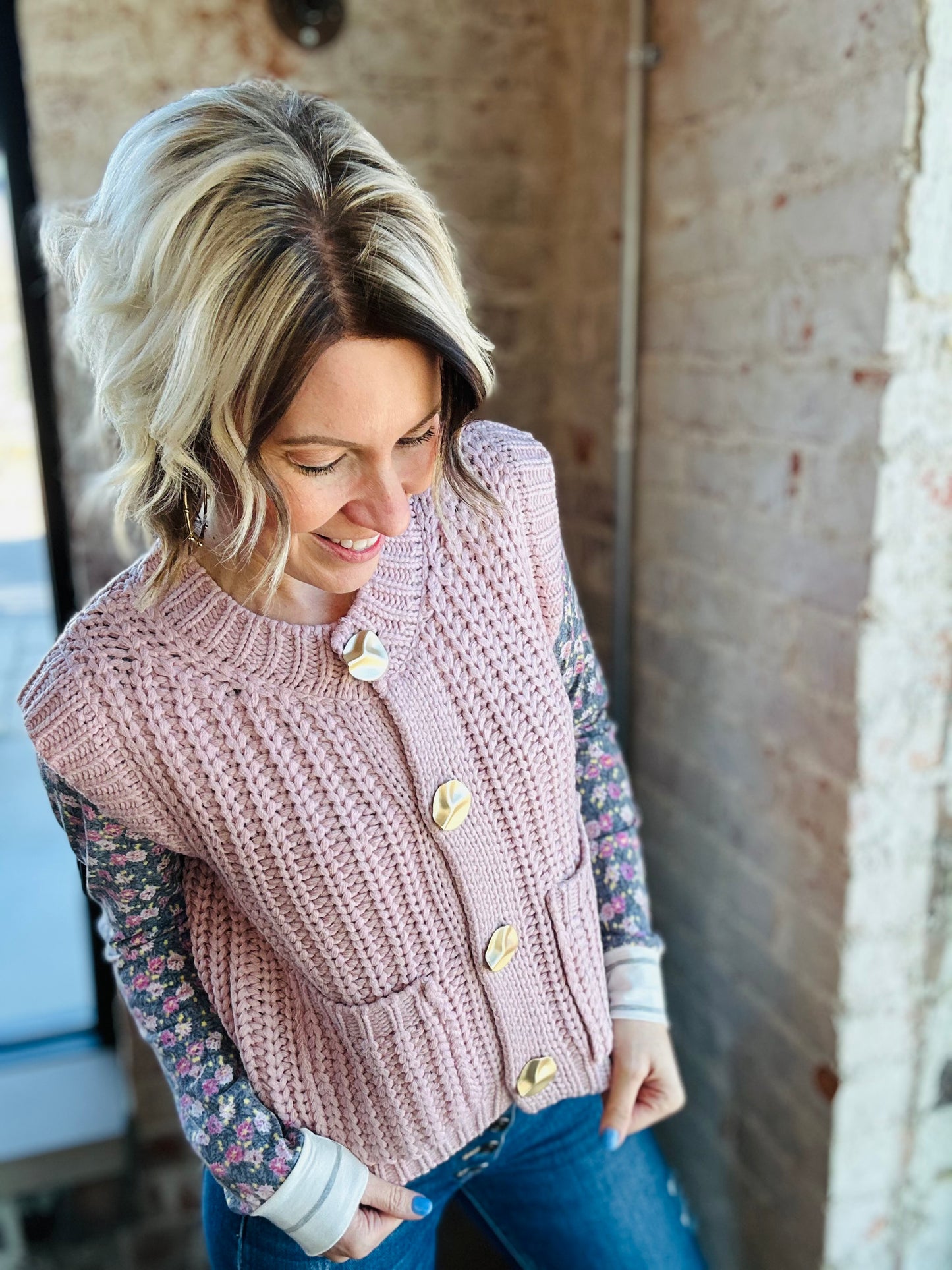 Gold Button Mauve Sweater Vest