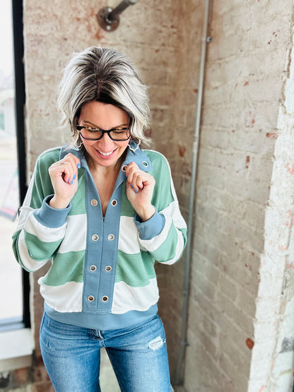 Wide Stripe Grommet Top