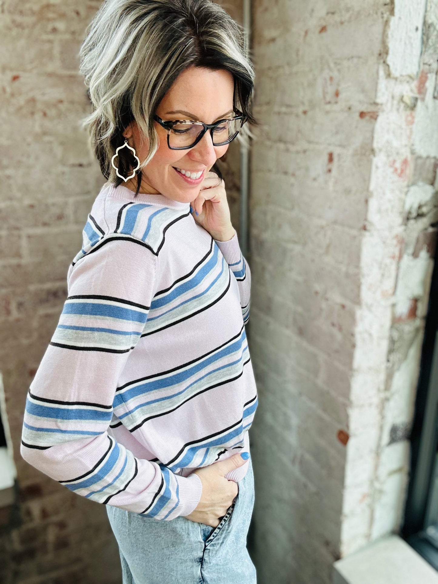 Lilac Stripe Lightweight Sweater