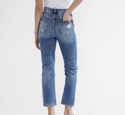 Mica High Rise Straight Crop Distressed