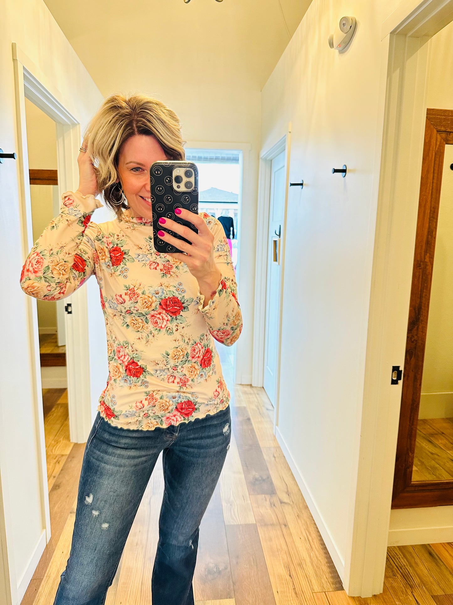 Butter Soft Floral Lettuce Trim Top