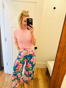 Floral Crop Palazzo Pant