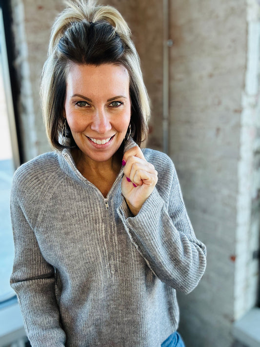 Grey 1/4 Zip Sweater