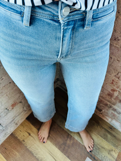 Risen High Rise Light Wash Crop