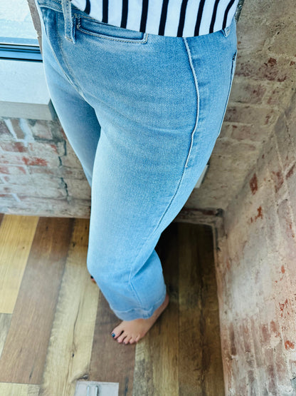 Risen High Rise Light Wash Crop