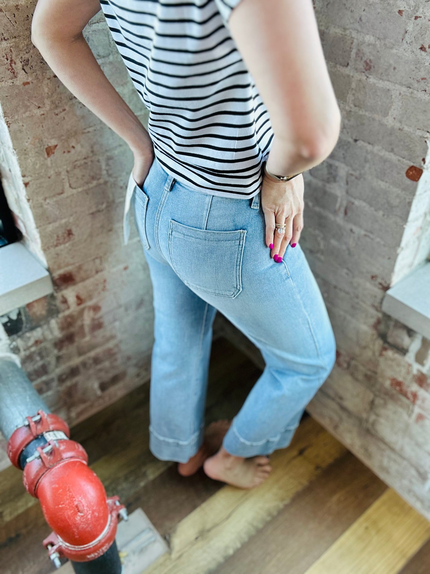 Risen High Rise Light Wash Crop