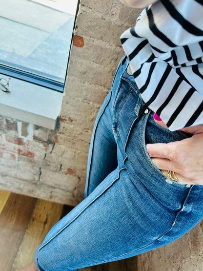 Risen Cuffed Seamed Denim