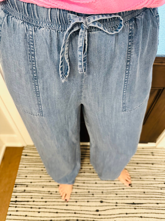 Tencel Tie Waist Wide Leg Pant