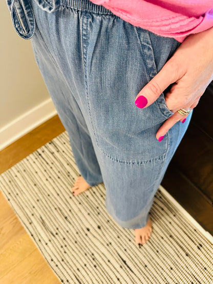 Tencel Tie Waist Wide Leg Pant