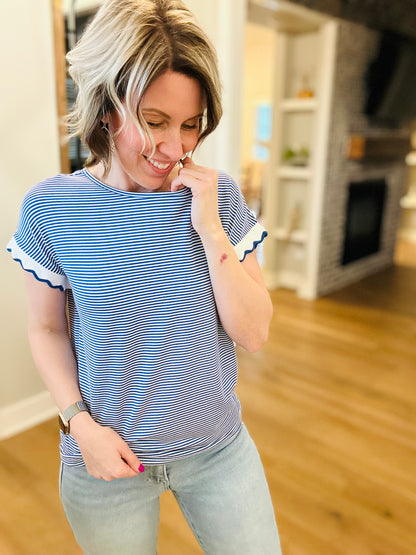 Royal Blue Scallop Stripe