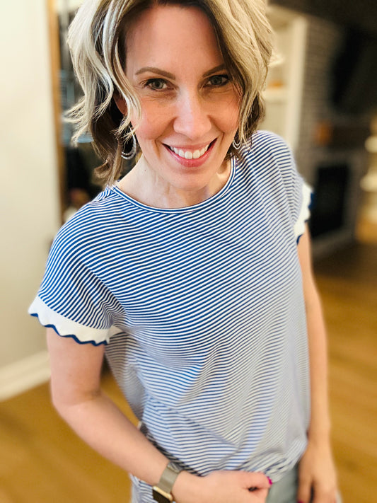 Royal Blue Scallop Stripe