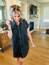 Load image into Gallery viewer, Washed Gauze Button Down Shirt Dress
