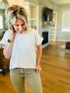 Grey Dotted Stripe Top