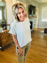 Load image into Gallery viewer, Grey Dotted Stripe Top
