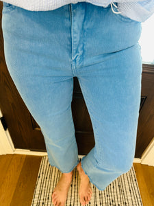 Colored High Rise Raw Hem Denim- 3 Colors