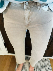 Colored High Rise Raw Hem Denim- 3 Colors