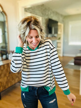 Load image into Gallery viewer, Kelly Green Detail Stripe Sweatshirt
