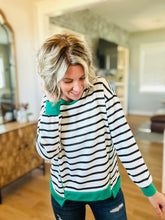 Load image into Gallery viewer, Kelly Green Detail Stripe Sweatshirt
