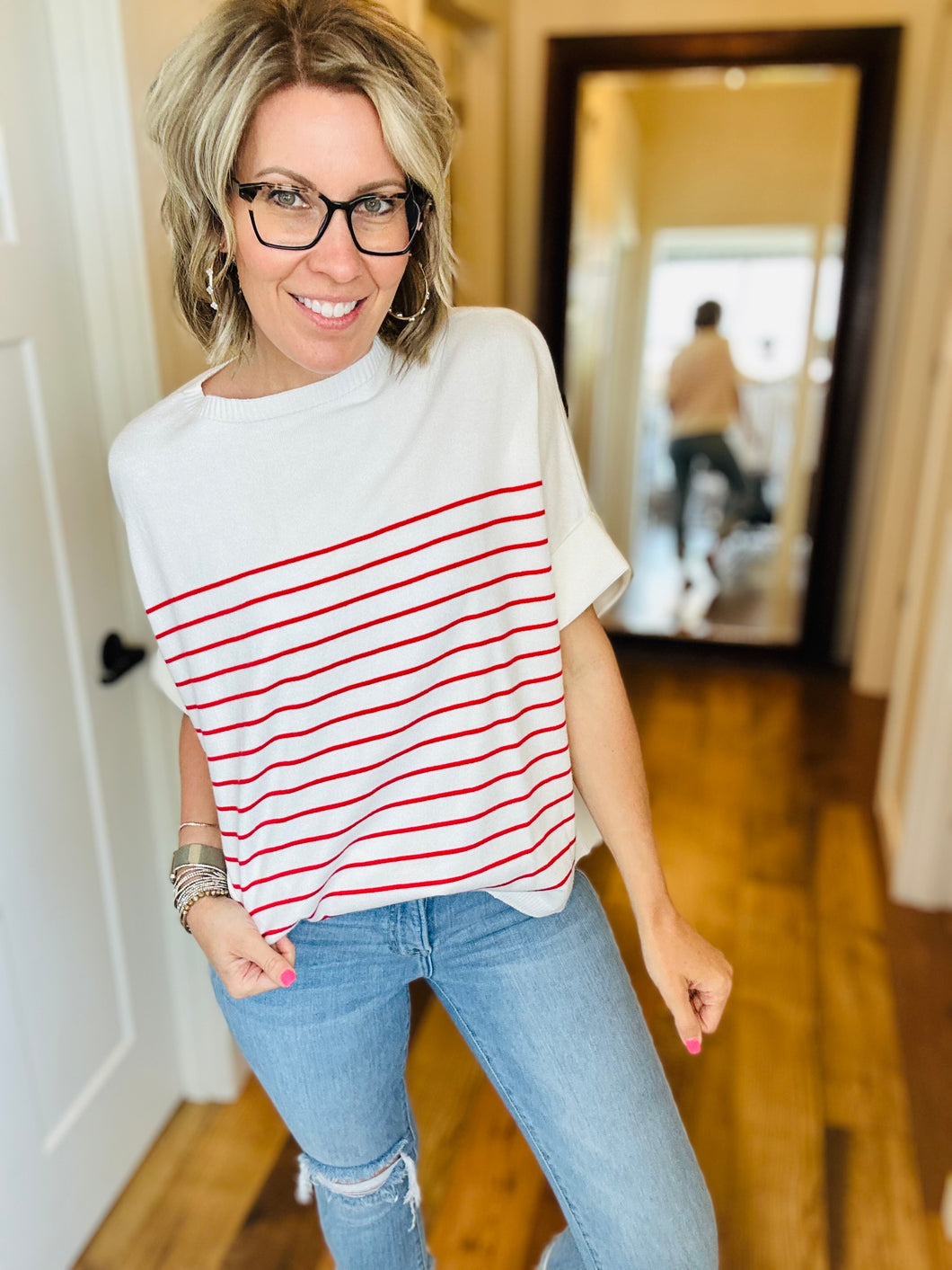 Oversized Stripe Sweater Tops