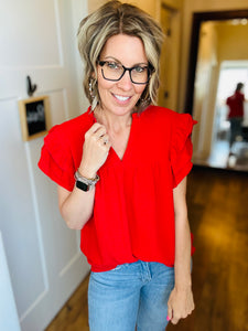 Red Flutter Top