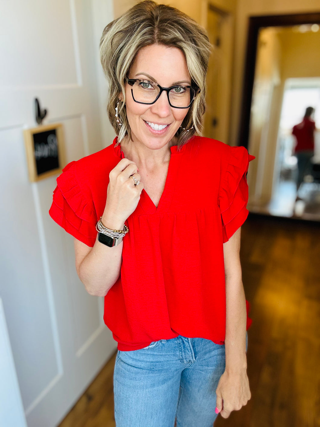 Red Flutter Top