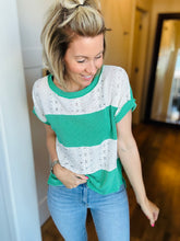 Load image into Gallery viewer, Green Stripe with Lace Top
