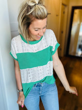 Load image into Gallery viewer, Green Stripe with Lace Top
