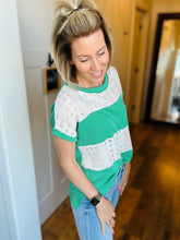 Load image into Gallery viewer, Green Stripe with Lace Top
