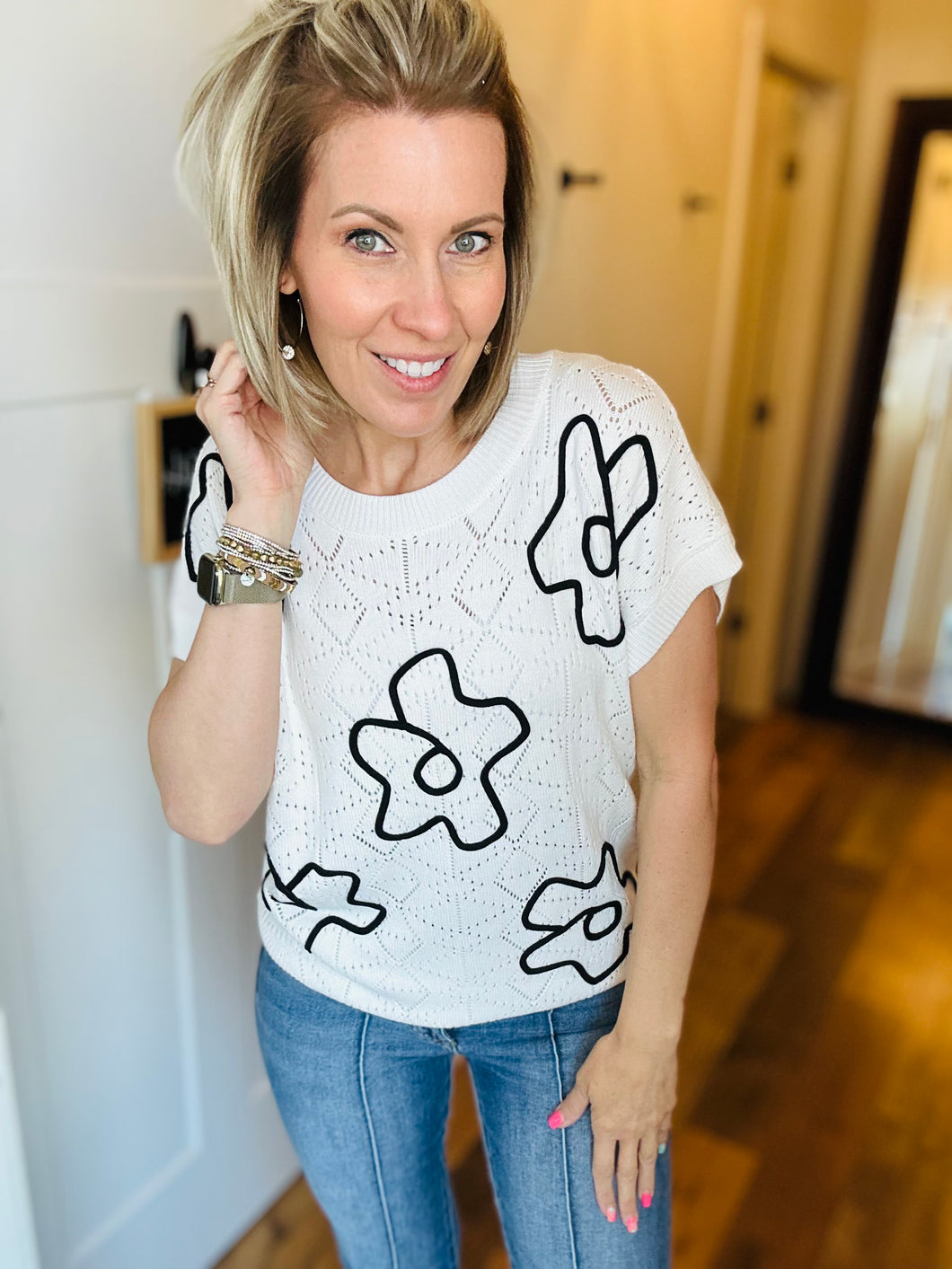 Large Flower Spring Sweater