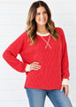 SALLY RAISED RIB ROUND NECK PULLOVER